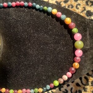 watermelon tourmaline beaded necklace